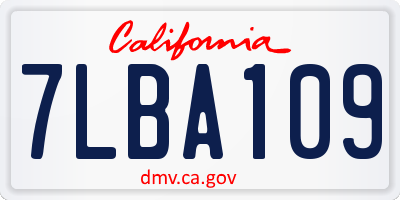 CA license plate 7LBA109