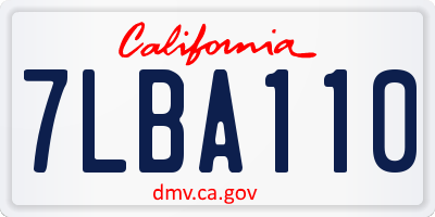 CA license plate 7LBA110
