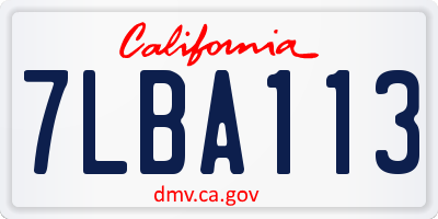 CA license plate 7LBA113