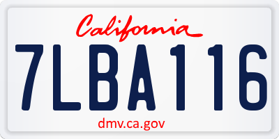 CA license plate 7LBA116