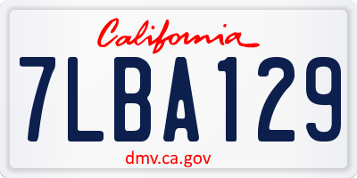 CA license plate 7LBA129