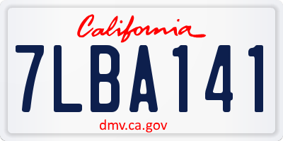 CA license plate 7LBA141