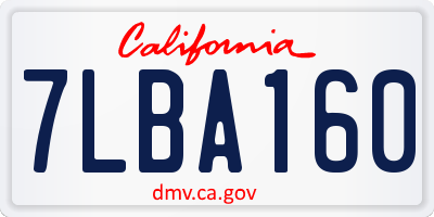 CA license plate 7LBA160