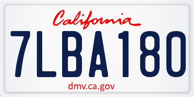 CA license plate 7LBA180