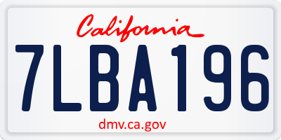 CA license plate 7LBA196