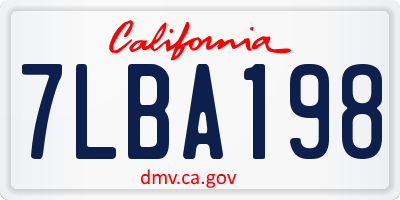 CA license plate 7LBA198