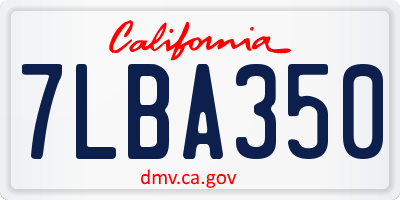 CA license plate 7LBA350