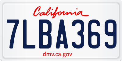 CA license plate 7LBA369