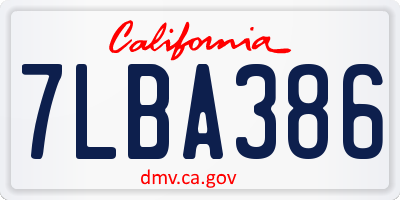 CA license plate 7LBA386