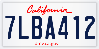 CA license plate 7LBA412