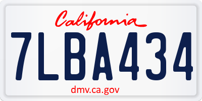 CA license plate 7LBA434