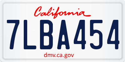 CA license plate 7LBA454