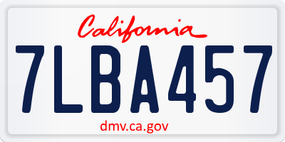 CA license plate 7LBA457