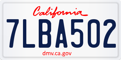 CA license plate 7LBA502