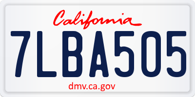 CA license plate 7LBA505