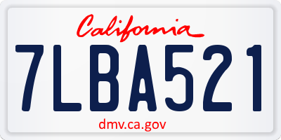 CA license plate 7LBA521