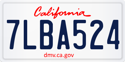 CA license plate 7LBA524