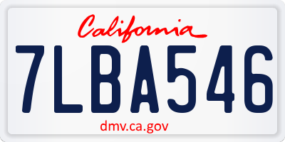 CA license plate 7LBA546