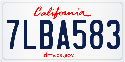 CA license plate 7LBA583