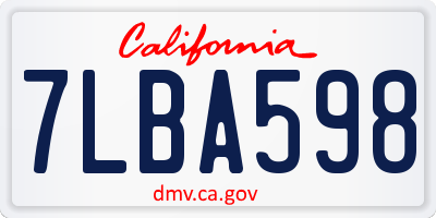 CA license plate 7LBA598