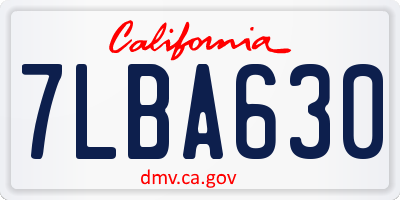 CA license plate 7LBA630