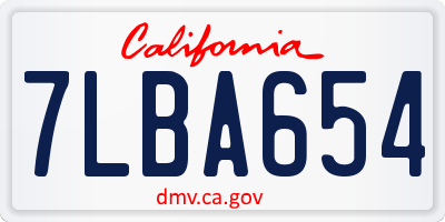 CA license plate 7LBA654