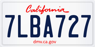 CA license plate 7LBA727