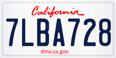 CA license plate 7LBA728