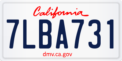 CA license plate 7LBA731
