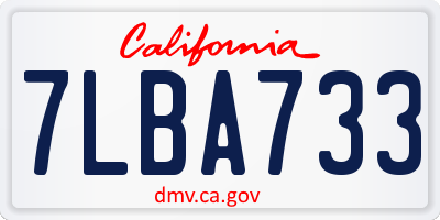 CA license plate 7LBA733