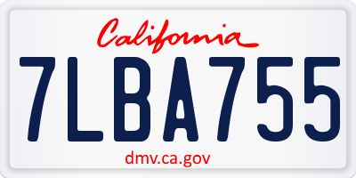 CA license plate 7LBA755