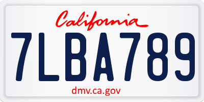 CA license plate 7LBA789