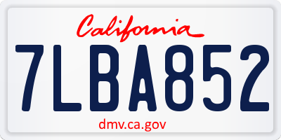 CA license plate 7LBA852