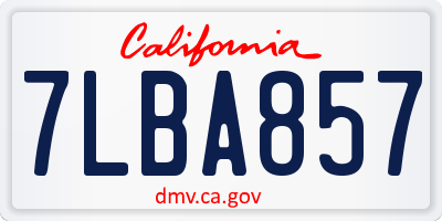 CA license plate 7LBA857