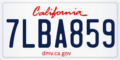 CA license plate 7LBA859