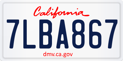 CA license plate 7LBA867