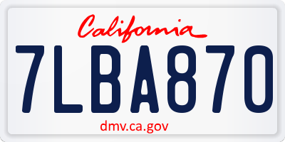 CA license plate 7LBA870