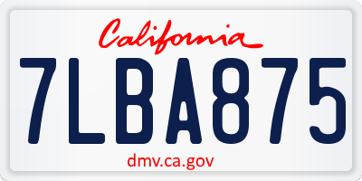 CA license plate 7LBA875