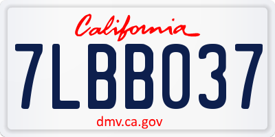 CA license plate 7LBB037