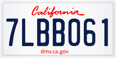 CA license plate 7LBB061
