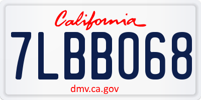 CA license plate 7LBB068