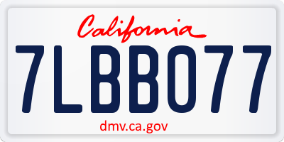 CA license plate 7LBB077