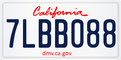 CA license plate 7LBB088