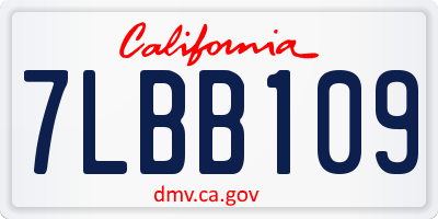 CA license plate 7LBB109