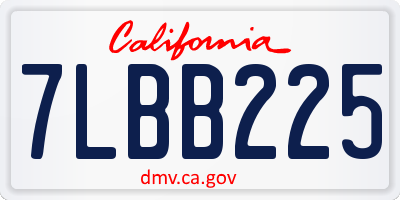 CA license plate 7LBB225