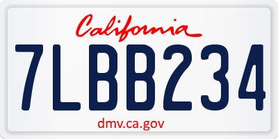 CA license plate 7LBB234