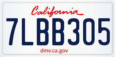 CA license plate 7LBB305