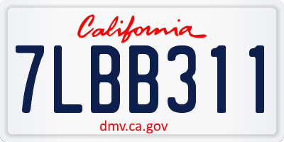 CA license plate 7LBB311