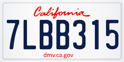 CA license plate 7LBB315