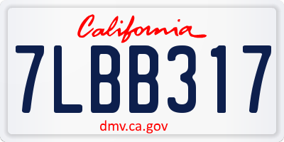 CA license plate 7LBB317